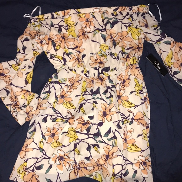 Lulus Dresses & Skirts - Blushing Blooms Blush Floral Off-the-shoulder